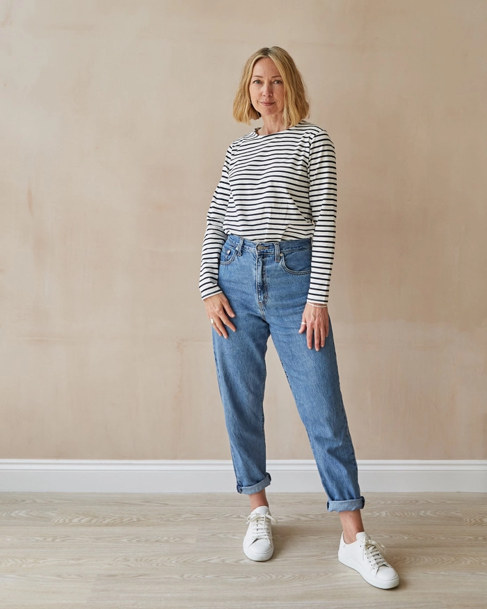 Fleur Stripe T-Shirt White / Navy