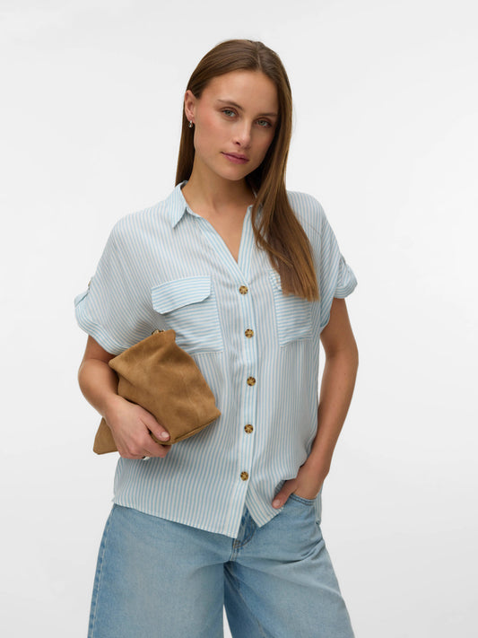 Bumpy Striped Short Sleeve Shirt