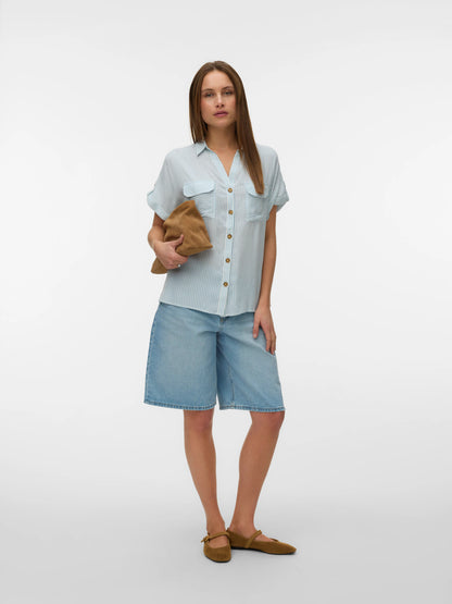 Bumpy Striped Short Sleeve Shirt