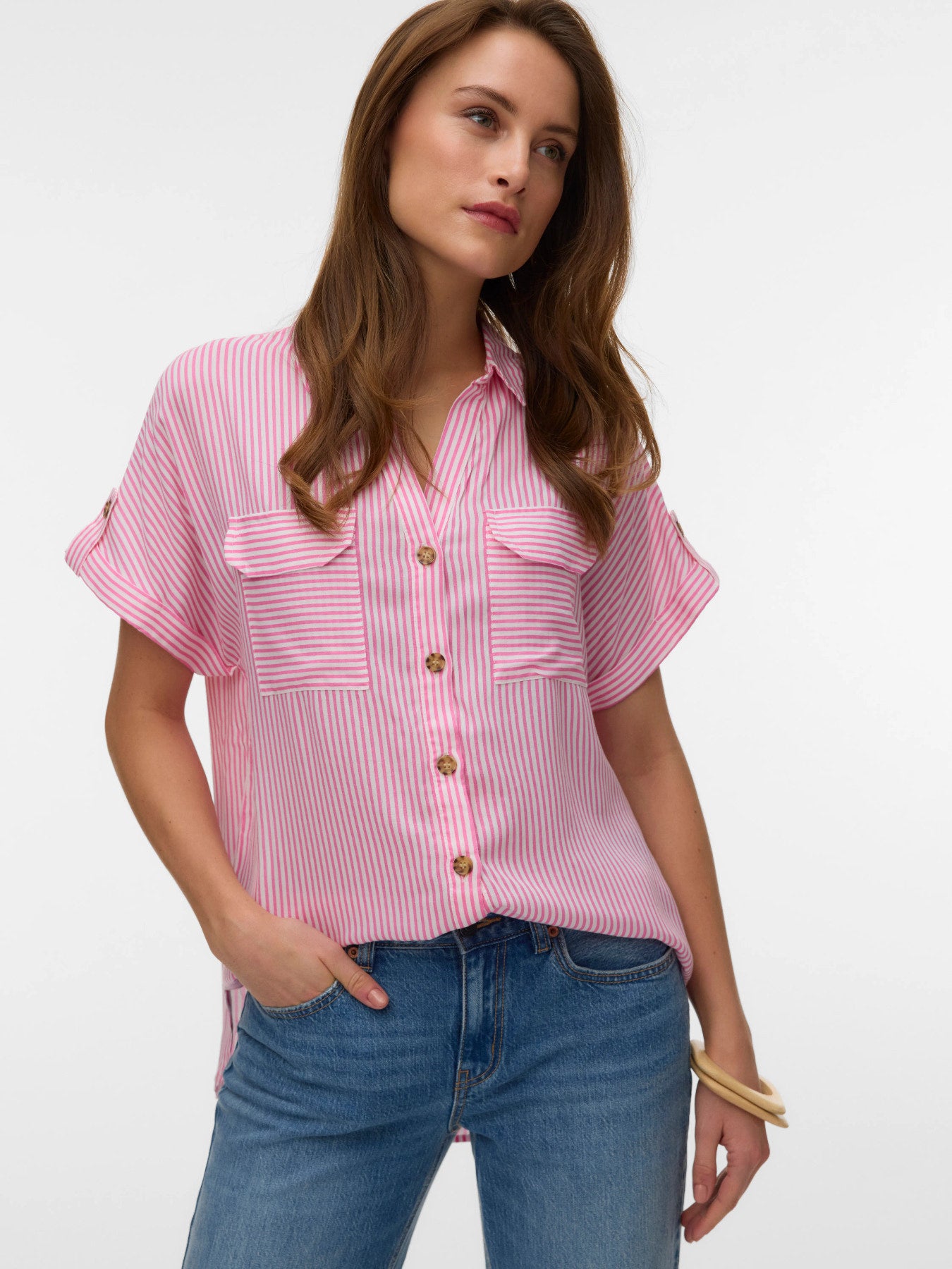 Bumpy Striped Short Sleeve Shirt