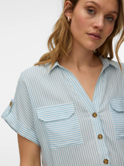 Bumpy Striped Short Sleeve Shirt