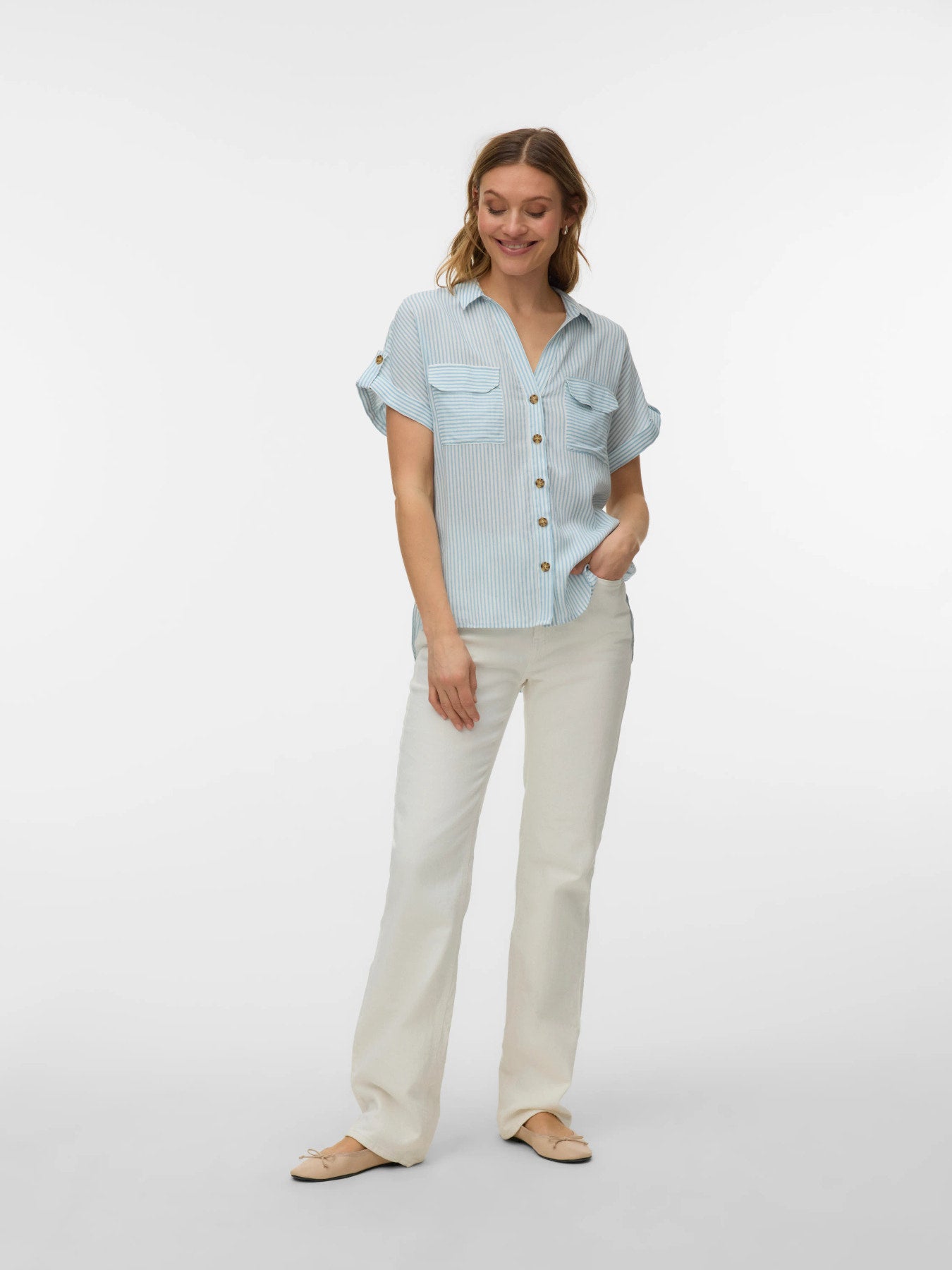 Bumpy Striped Short Sleeve Shirt