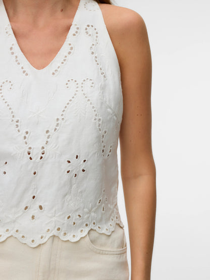 Lyng Halterneck Broderie Anglaise Vest