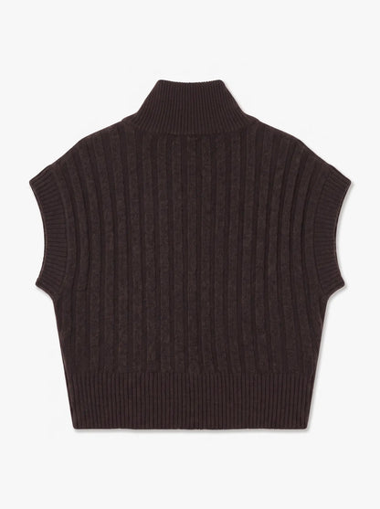 Bang Rib High Neck Zipper Vest