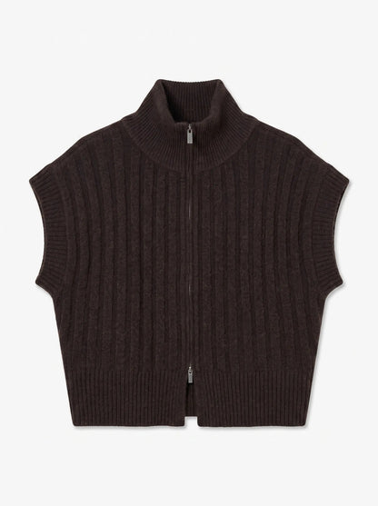 Bang Rib High Neck Zipper Vest