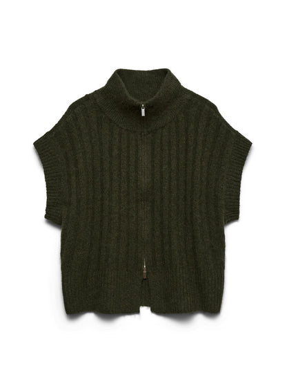 Bang Rib High Neck Zipper Vest