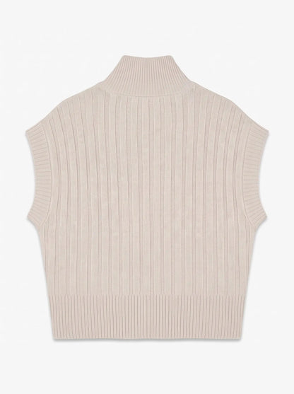 Bang Rib High Neck Zipper Vest