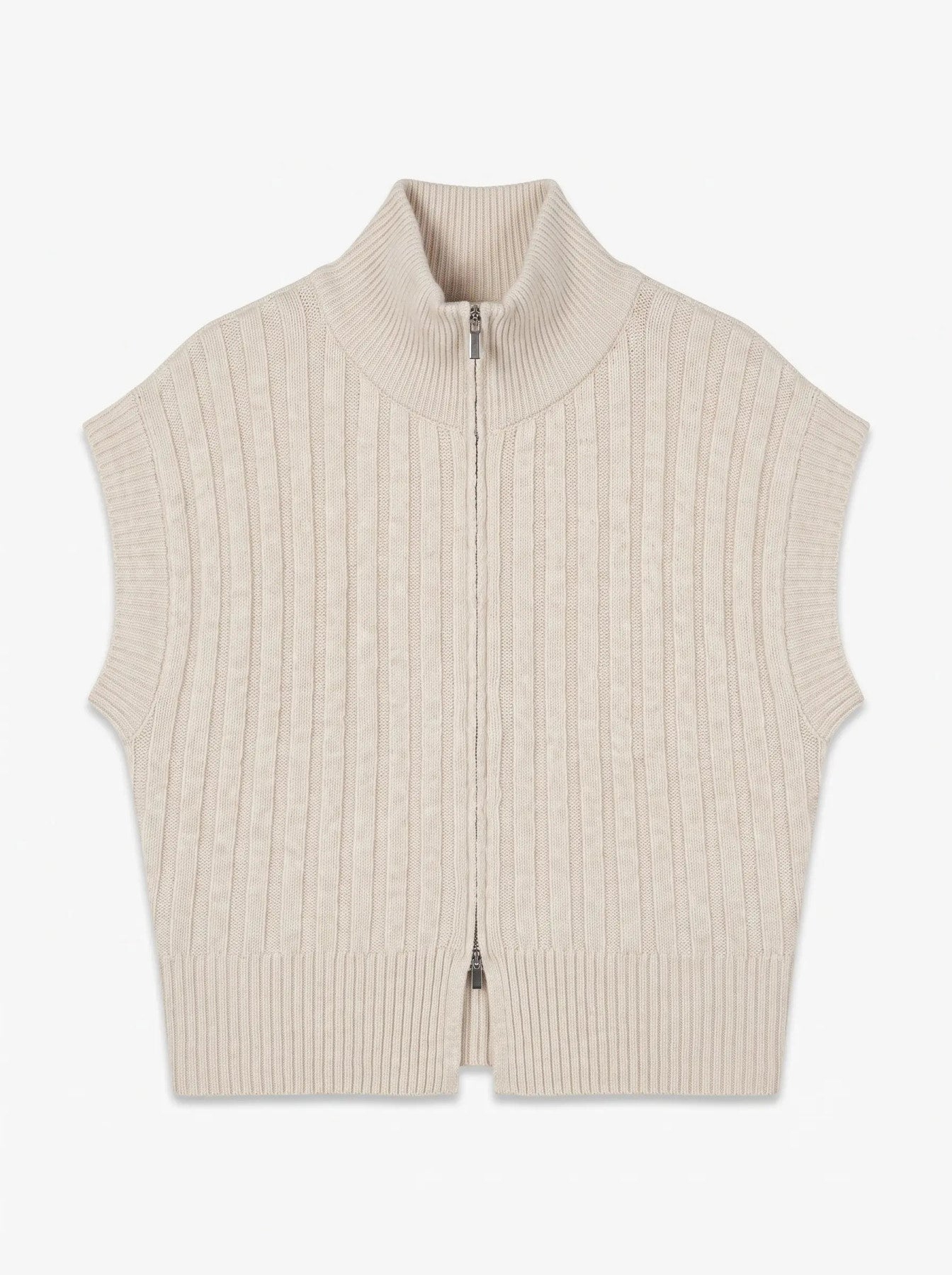 Bang Rib High Neck Zipper Vest