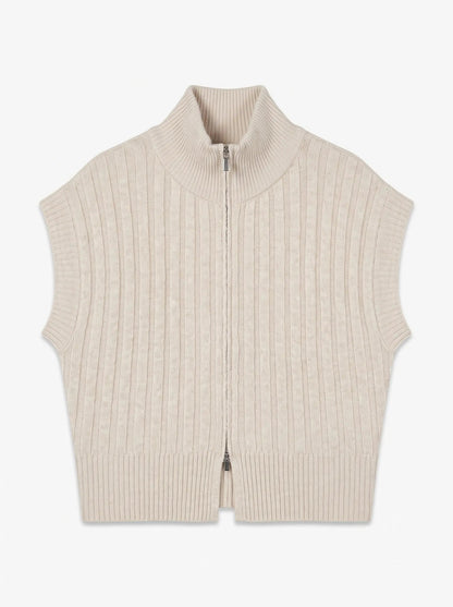 Bang Rib High Neck Zipper Vest