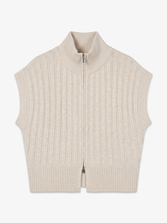 Bang Rib High Neck Zipper Vest