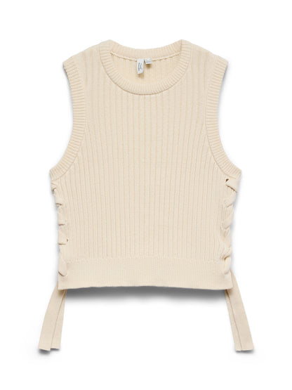 Louise Sleeveless O-Neck Lace-Up Vest