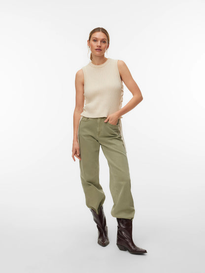 Louise Sleeveless O-Neck Lace-Up Vest