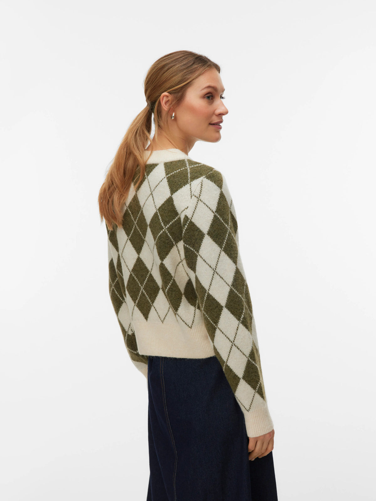 Halo O-Neck Argyle Cardigan