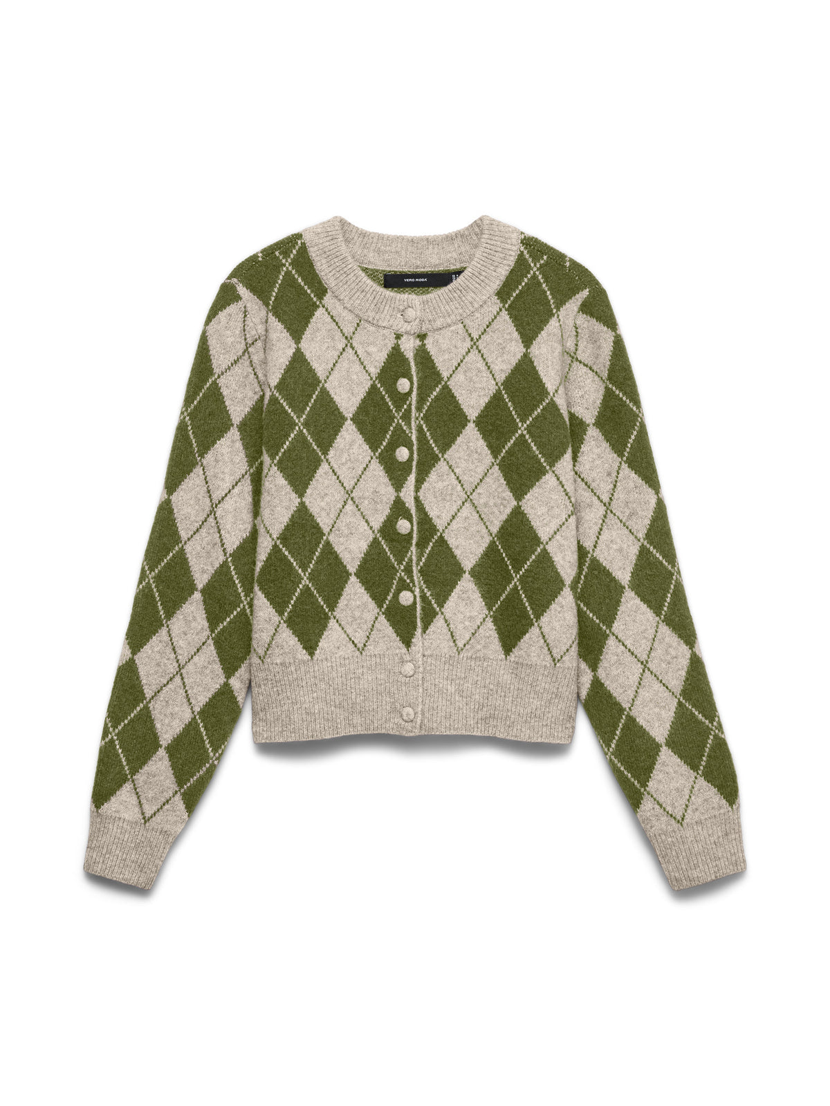 Halo O-Neck Argyle Cardigan