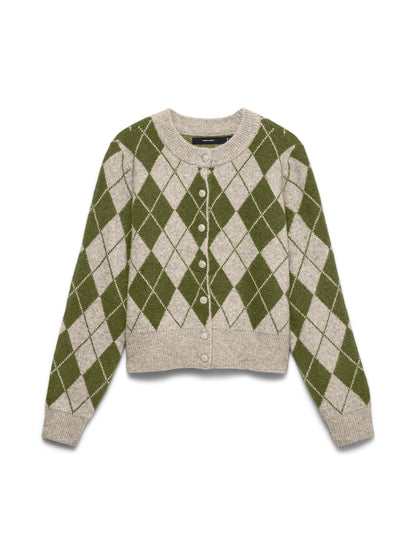 Halo O-Neck Argyle Cardigan