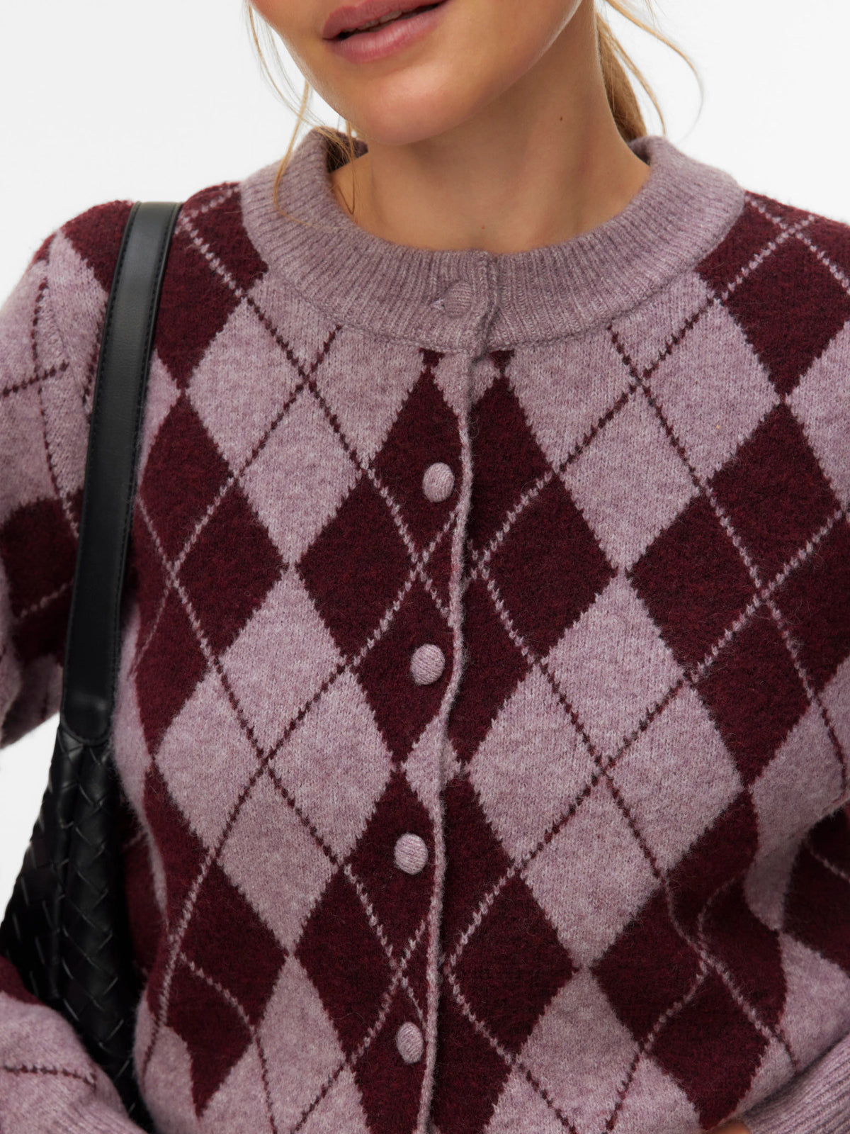 Halo O-Neck Argyle Cardigan