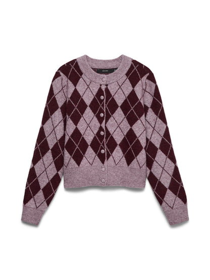 Halo O-Neck Argyle Cardigan