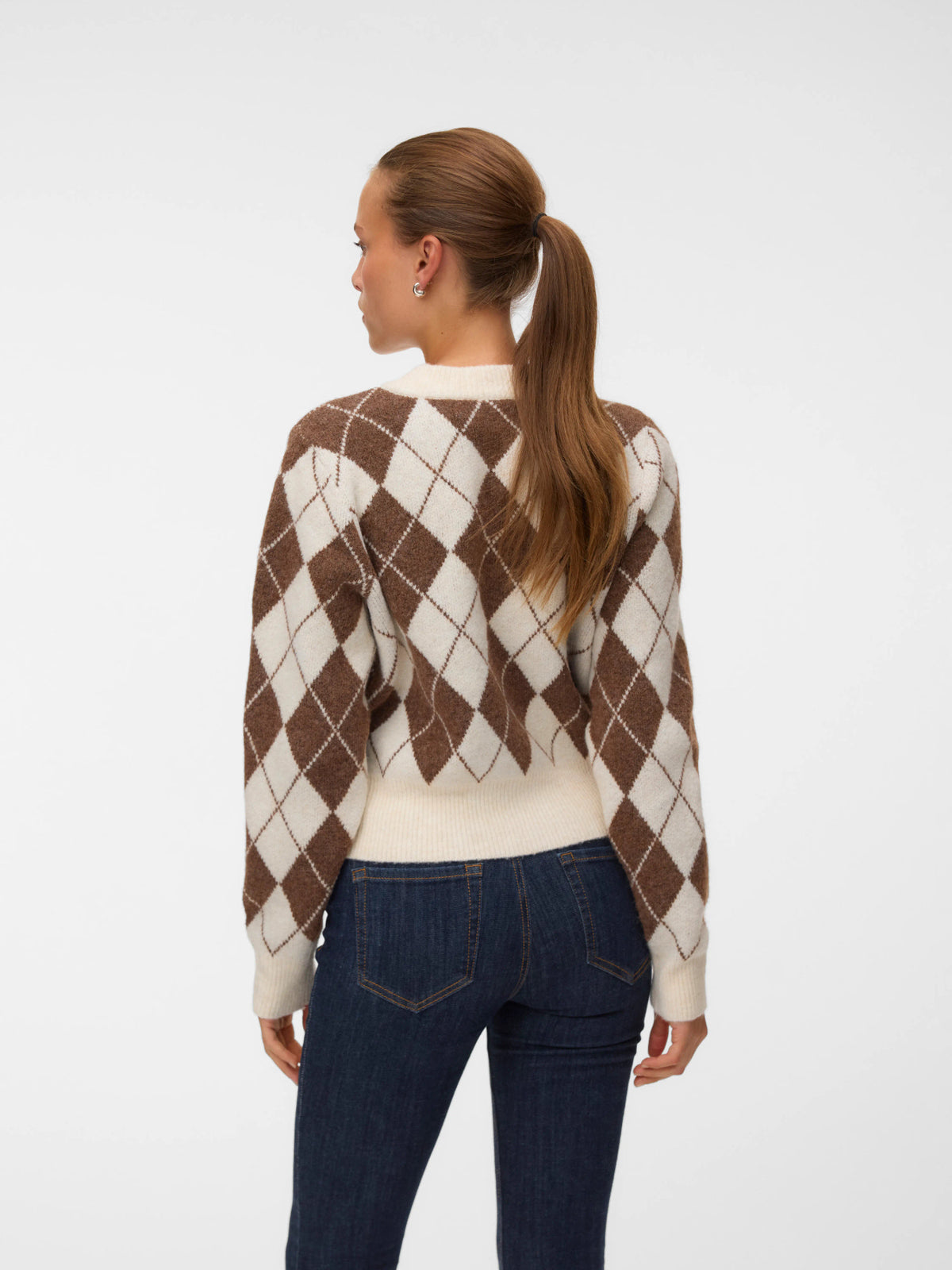 Halo O-Neck Argyle Cardigan