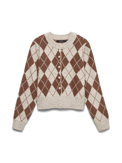 Halo O-Neck Argyle Cardigan