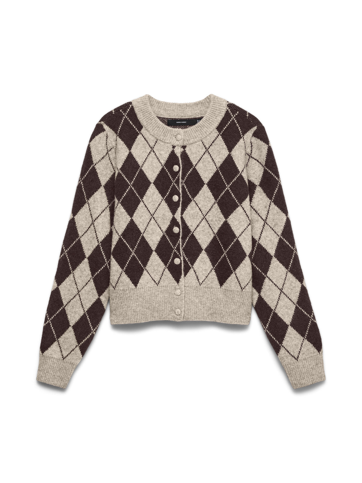 Halo O-Neck Argyle Cardigan