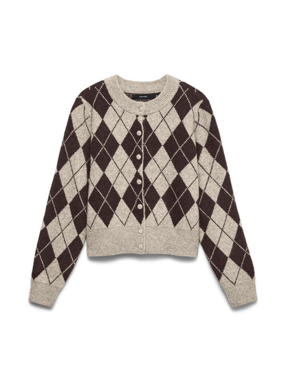 Halo O-Neck Argyle Cardigan