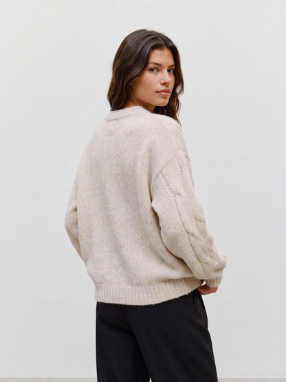 Maybe High Neck Cable Pullover