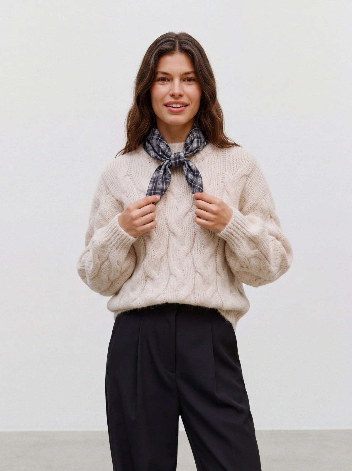 Maybe High Neck Cable Pullover