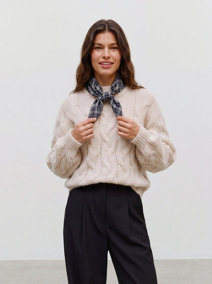 Maybe High Neck Cable Pullover