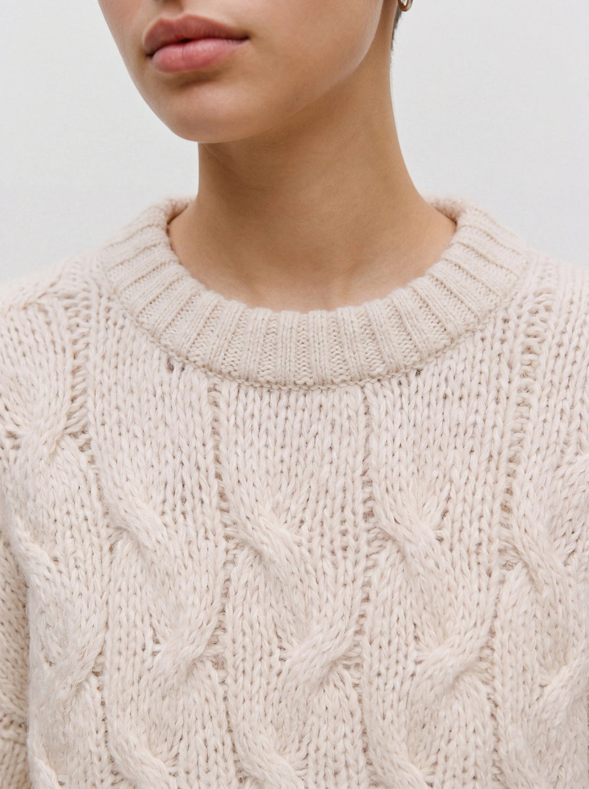 Maybe High Neck Cable Pullover