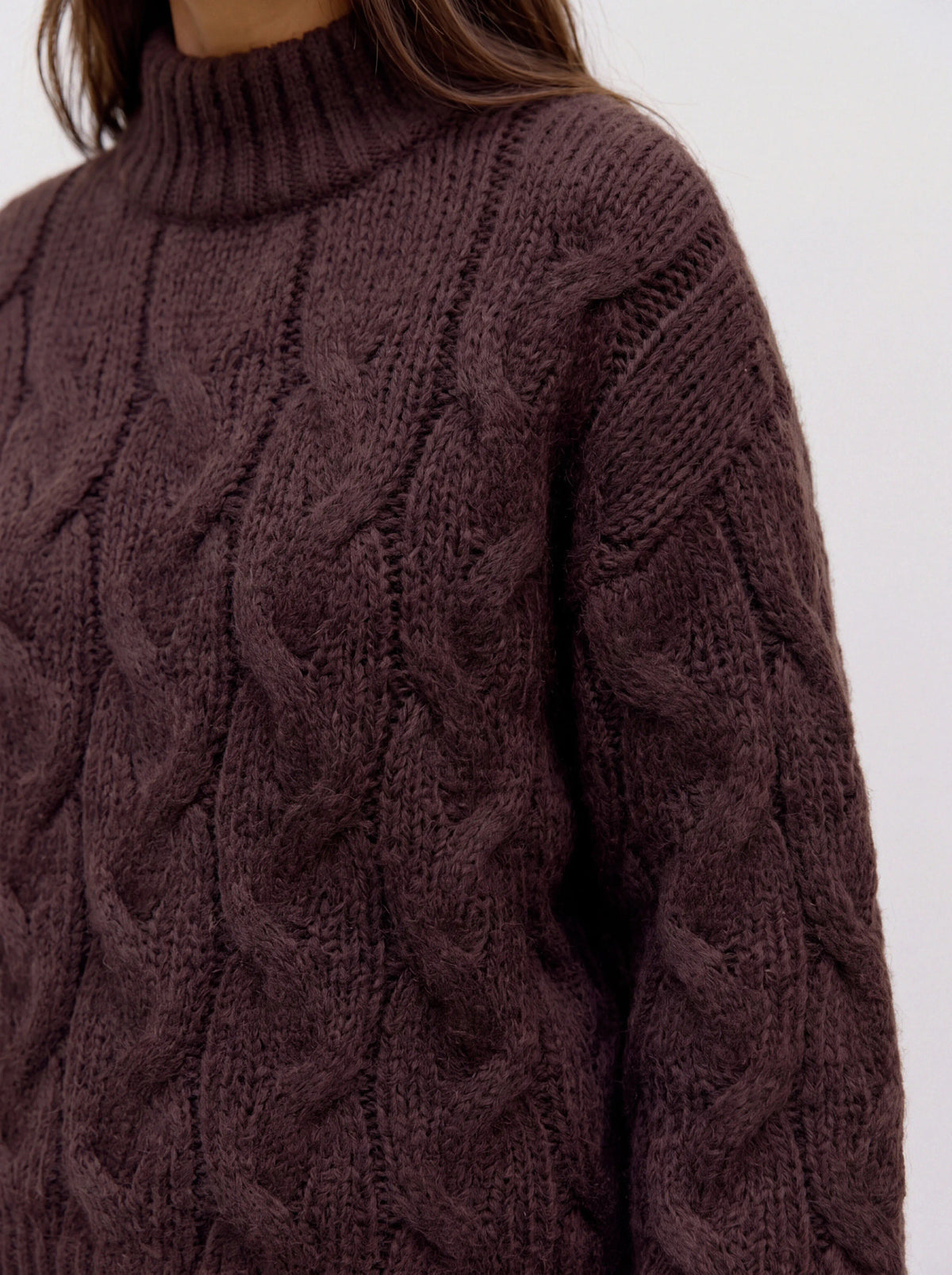 Maybe High Neck Cable Pullover