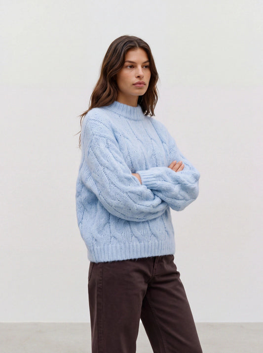 Maybe High Neck Cable Pullover