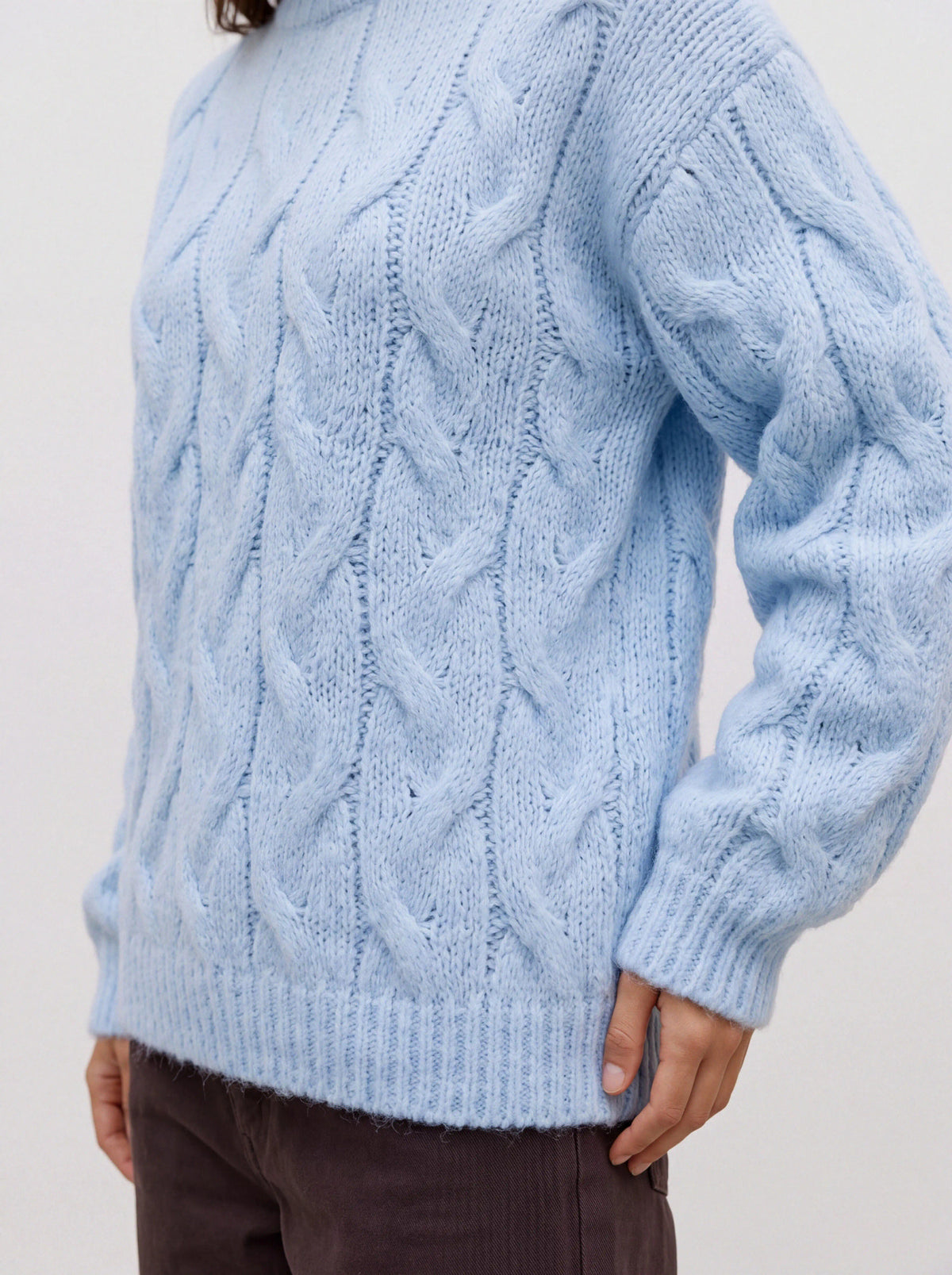 Maybe High Neck Cable Pullover