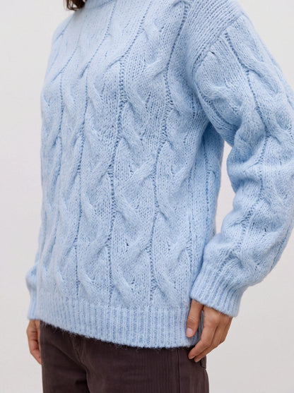 Maybe High Neck Cable Pullover