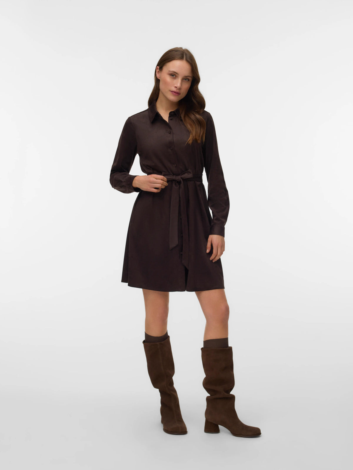 Katty Long Sleeve Short Shirt Dress