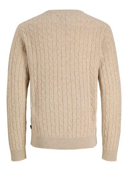 Lambswool Knit Cable Crew Neck