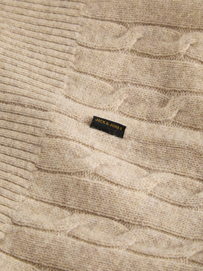 Lambswool Knit Cable Crew Neck