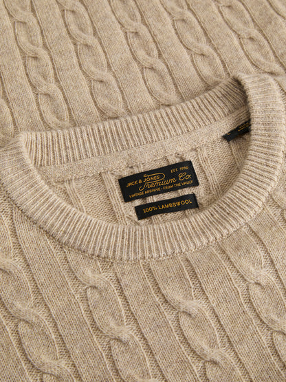 Lambswool Knit Cable Crew Neck
