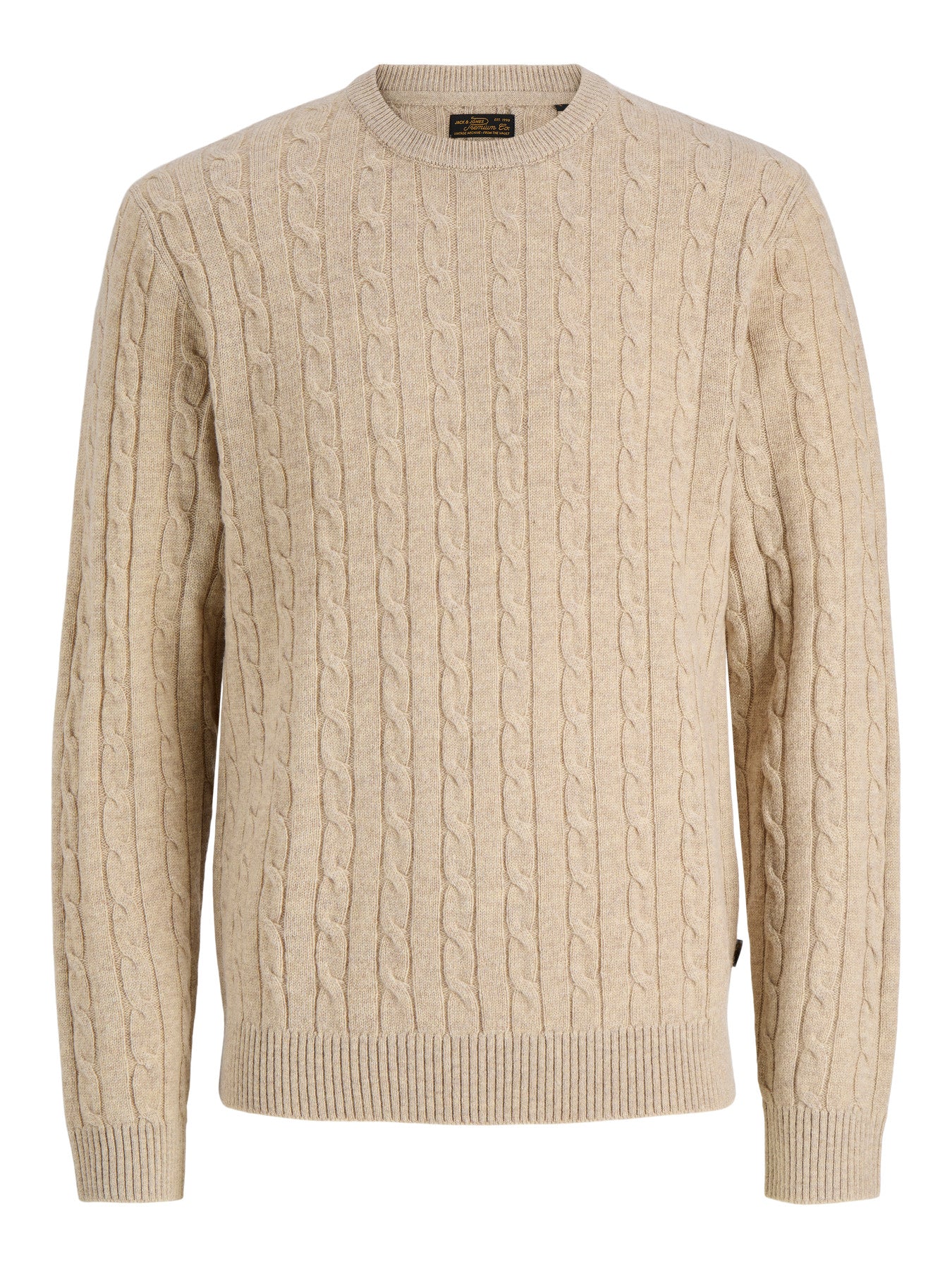 Lambswool Knit Cable Crew Neck