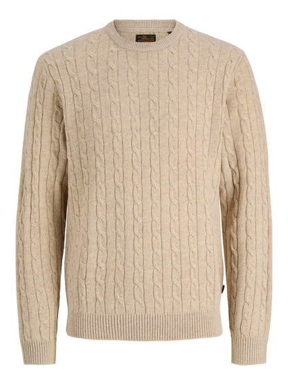 Lambswool Knit Cable Crew Neck