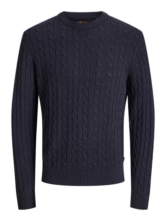 Lambswool Knit Cable Crew Neck