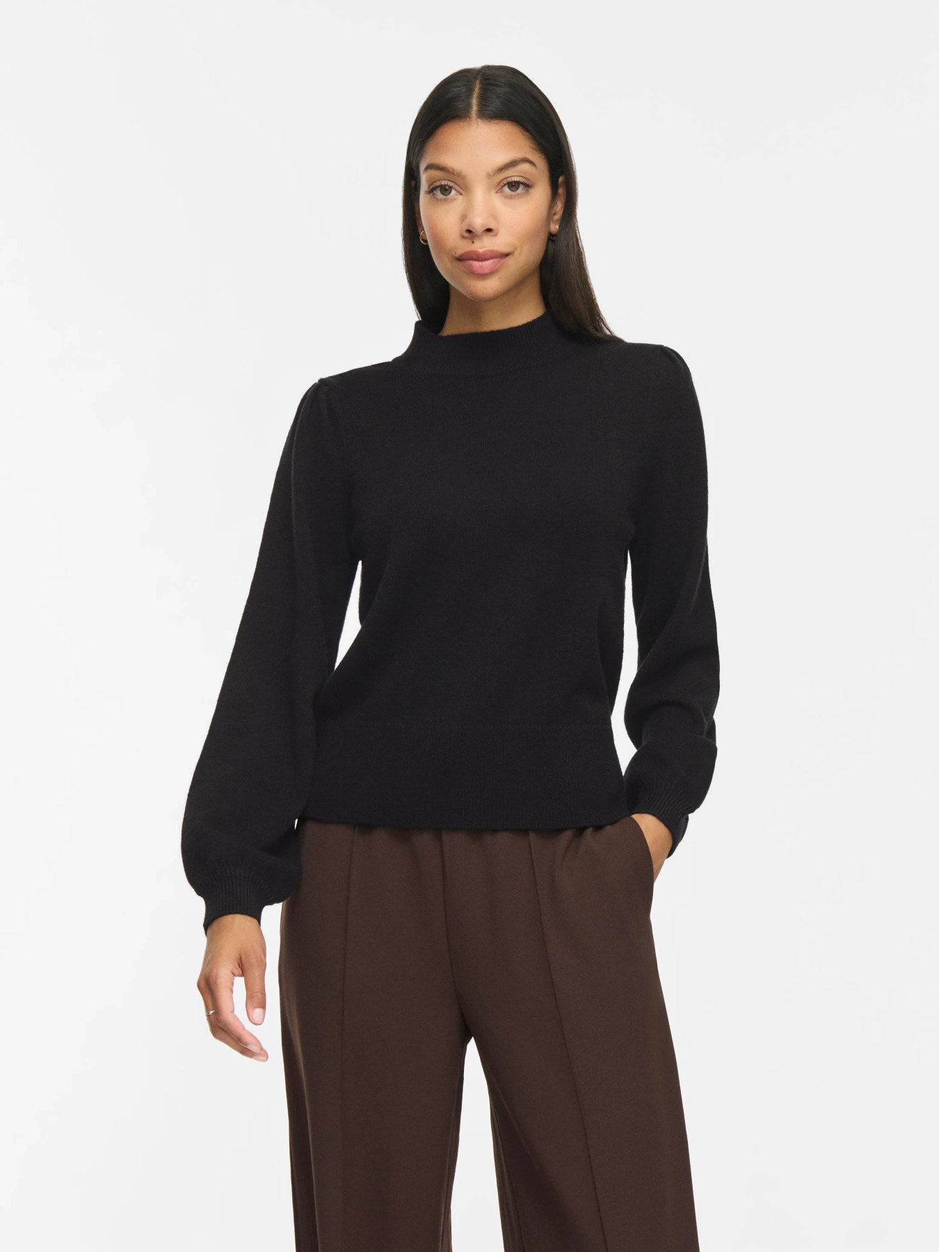 Turtle Neck Balloon Long Sleeve Top
