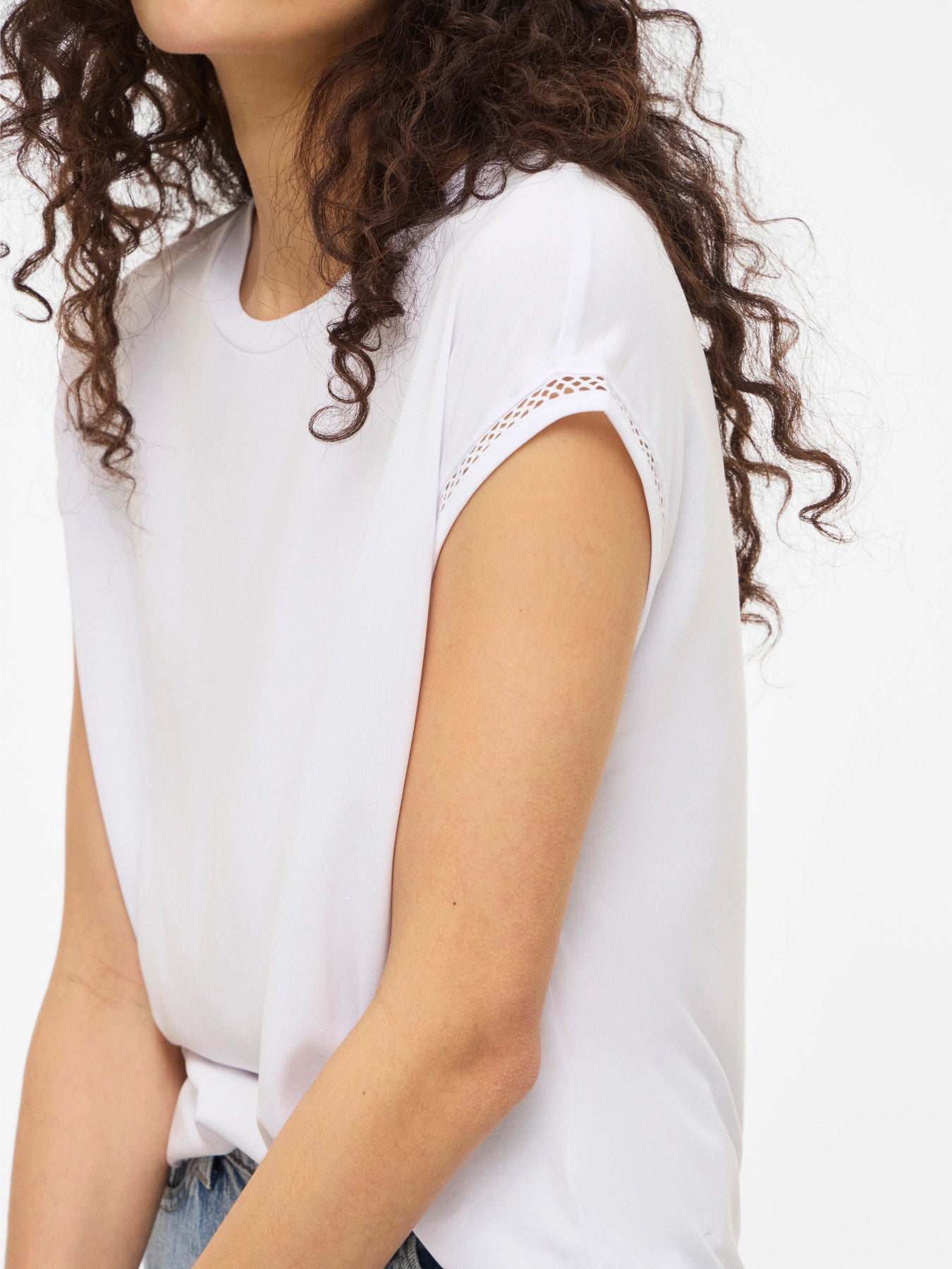 Modal Round Neck Lace Detail Top