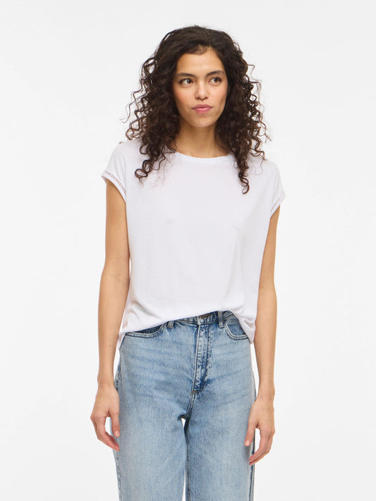 Modal Round Neck Lace Detail Top