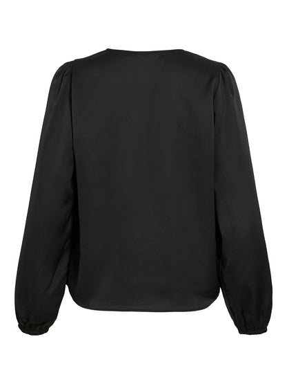 Vielette Long Sleeve Smock Satin Top