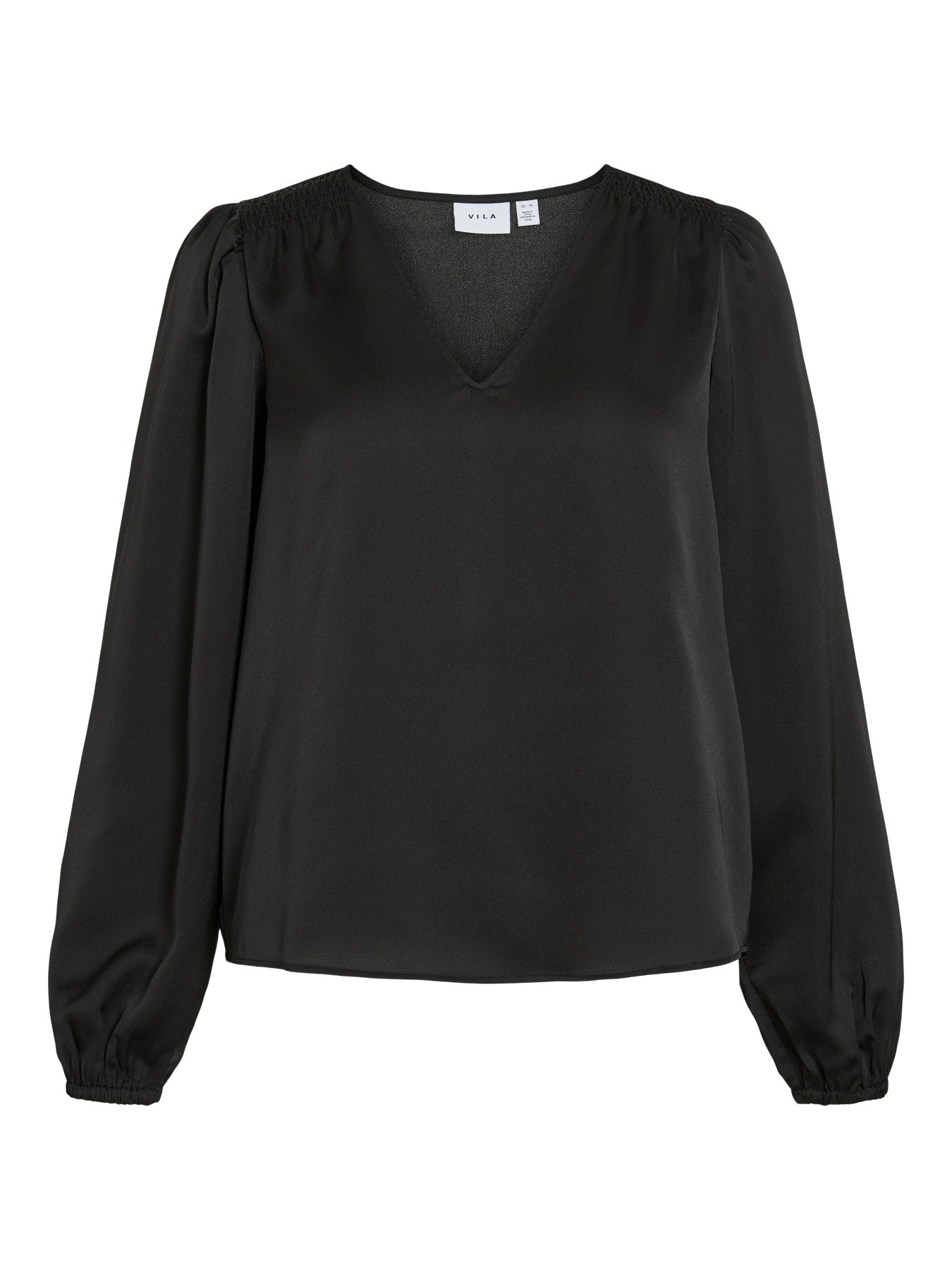 Vielette Long Sleeve Smock Satin Top