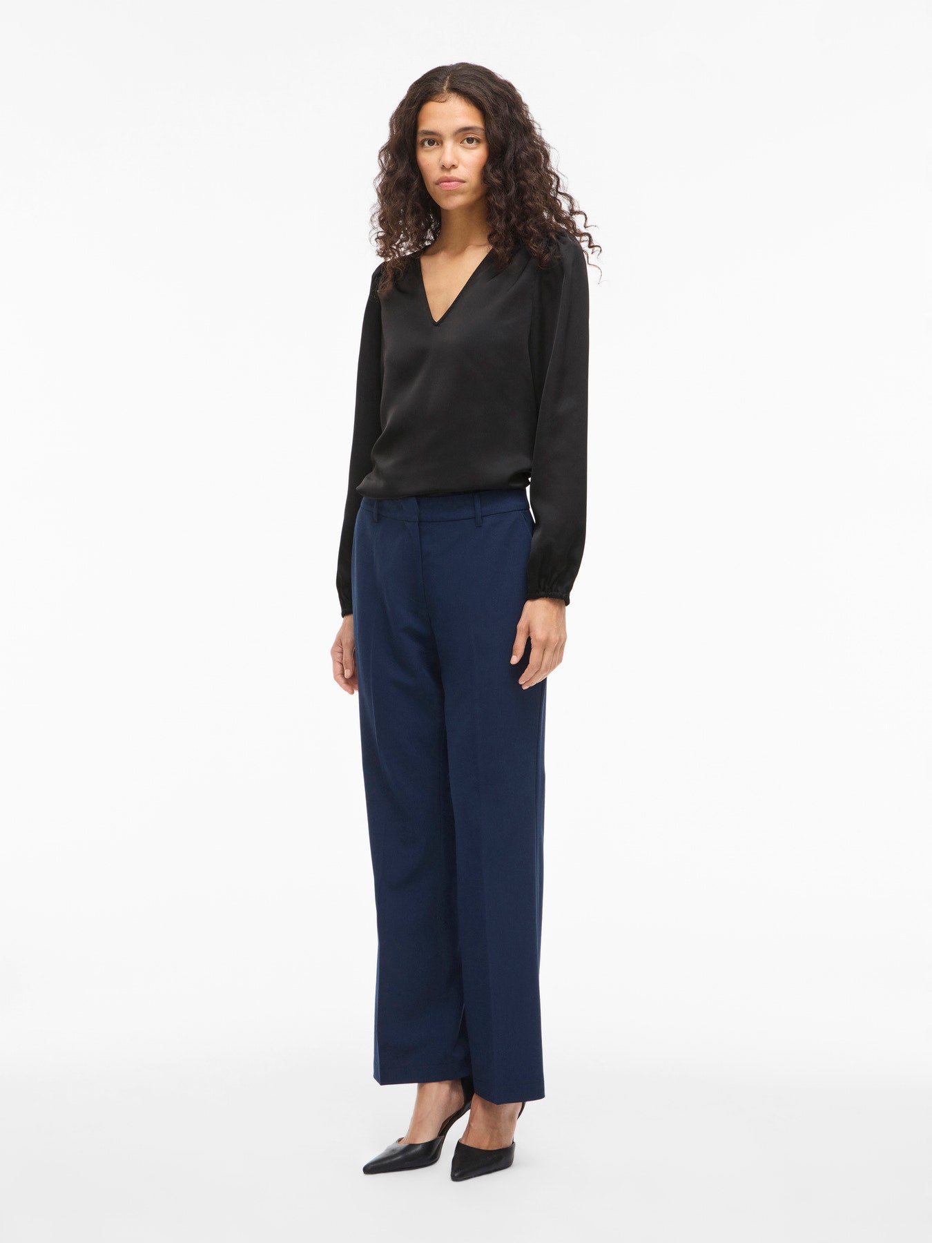 Vielette Long Sleeve Smock Satin Top