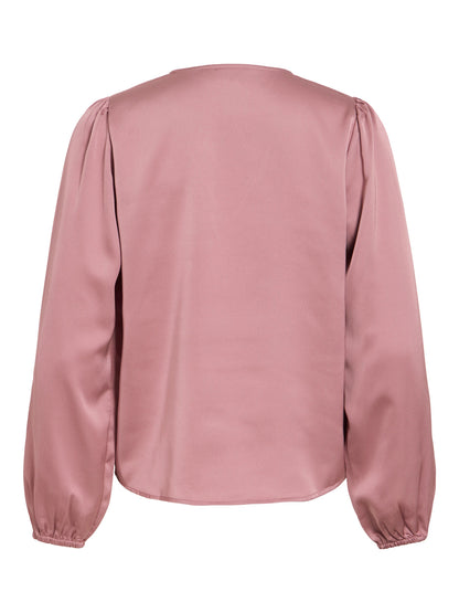 Vielette Long Sleeve Smock Satin Top