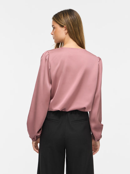 Vielette Long Sleeve Smock Satin Top