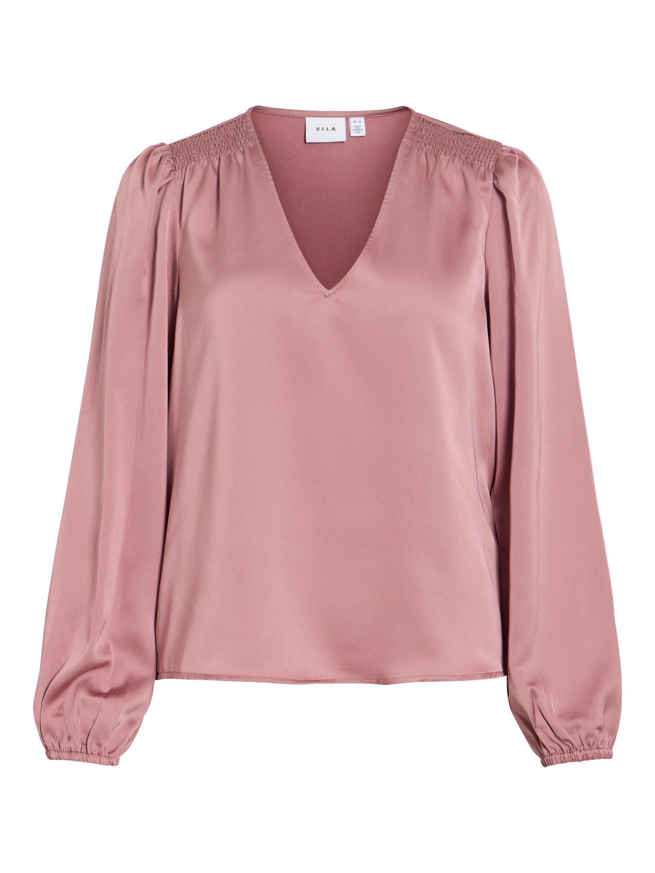 Vielette Long Sleeve Smock Satin Top