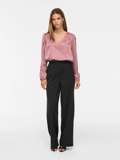 Vielette Long Sleeve Smock Satin Top